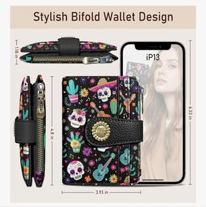 Colorful Skull Pattern RFID-Blocking Wallet